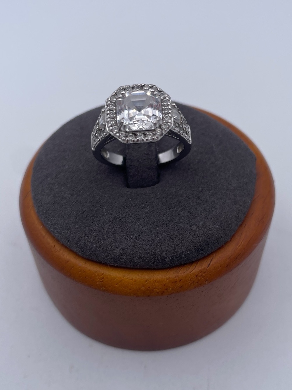 Epiphany Sterling Silver 925 Asscher Cut CZ Halo Ring | Statement Cocktail Size7 - Picture 6 of 7